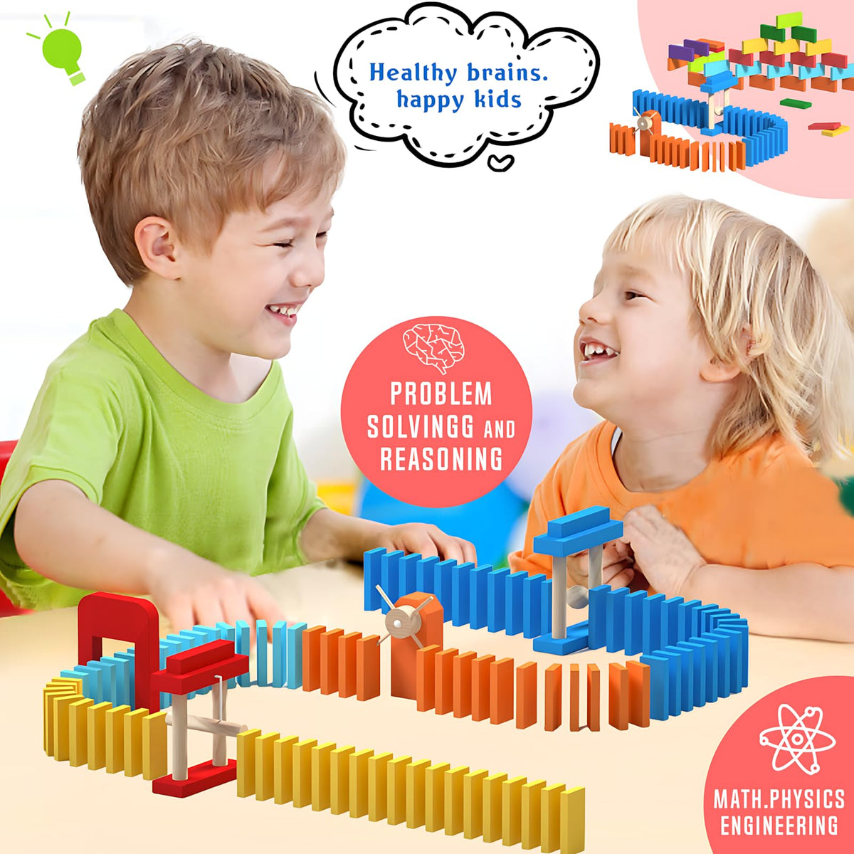 Migargle building-focused domino set inviting design and topple play