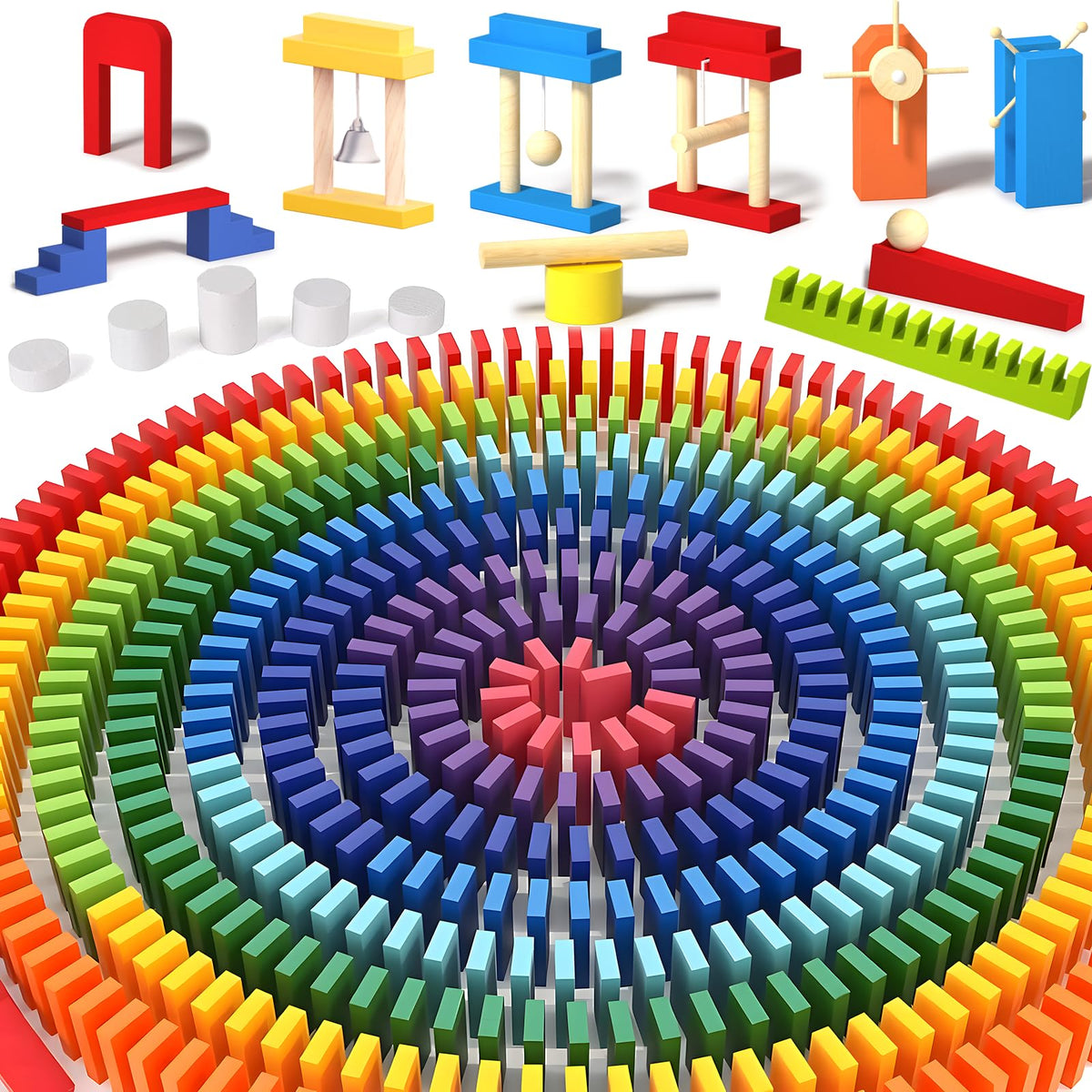Migargle dominoes set with 1200 colorful tiles for creative play and stacking fun