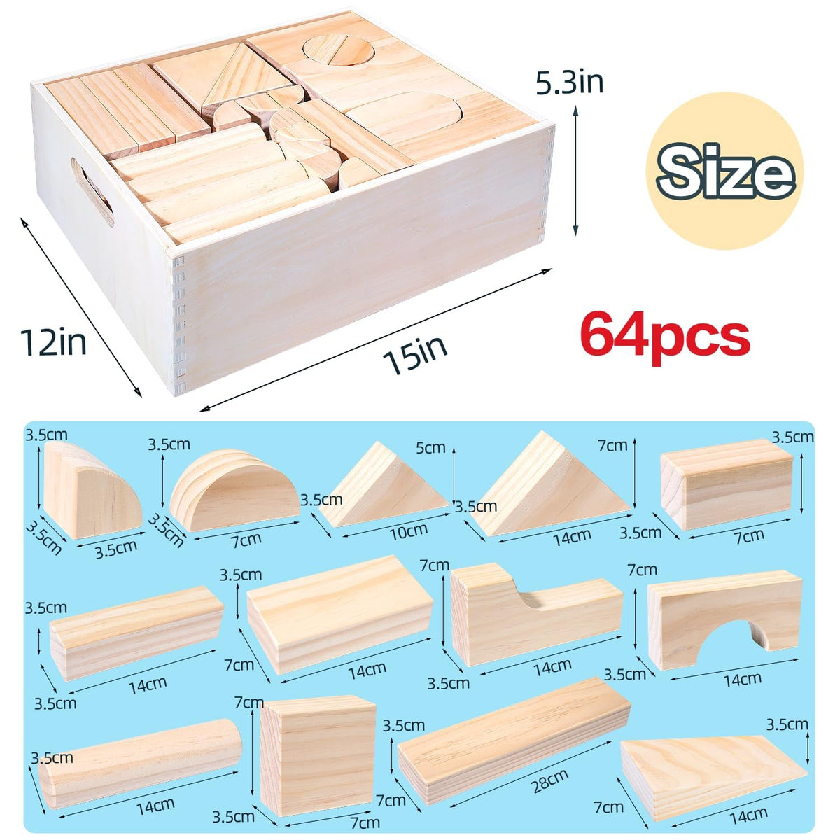 Migargle large wooden blocks set 12 shapes offers varied configurations for open-ended play.