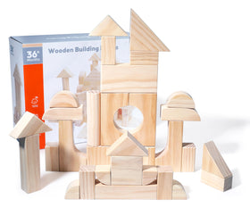 Migargle large wooden blocks set natural wood finish showcases unique grain variations.