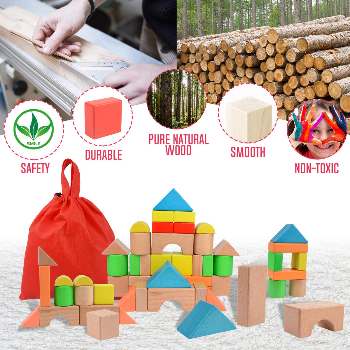 Migargle Montessori-inspired wooden blocks support constructive play and early math prep.