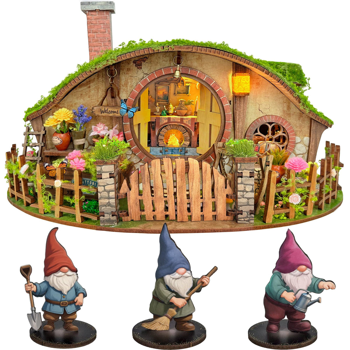 Miggley The Magic Ring House front view, a cozy bookshelf decor piece that invites DIY creativity.
