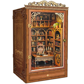 Miggley Time Book House with lit windows adds cozy library ambience to any shelf.