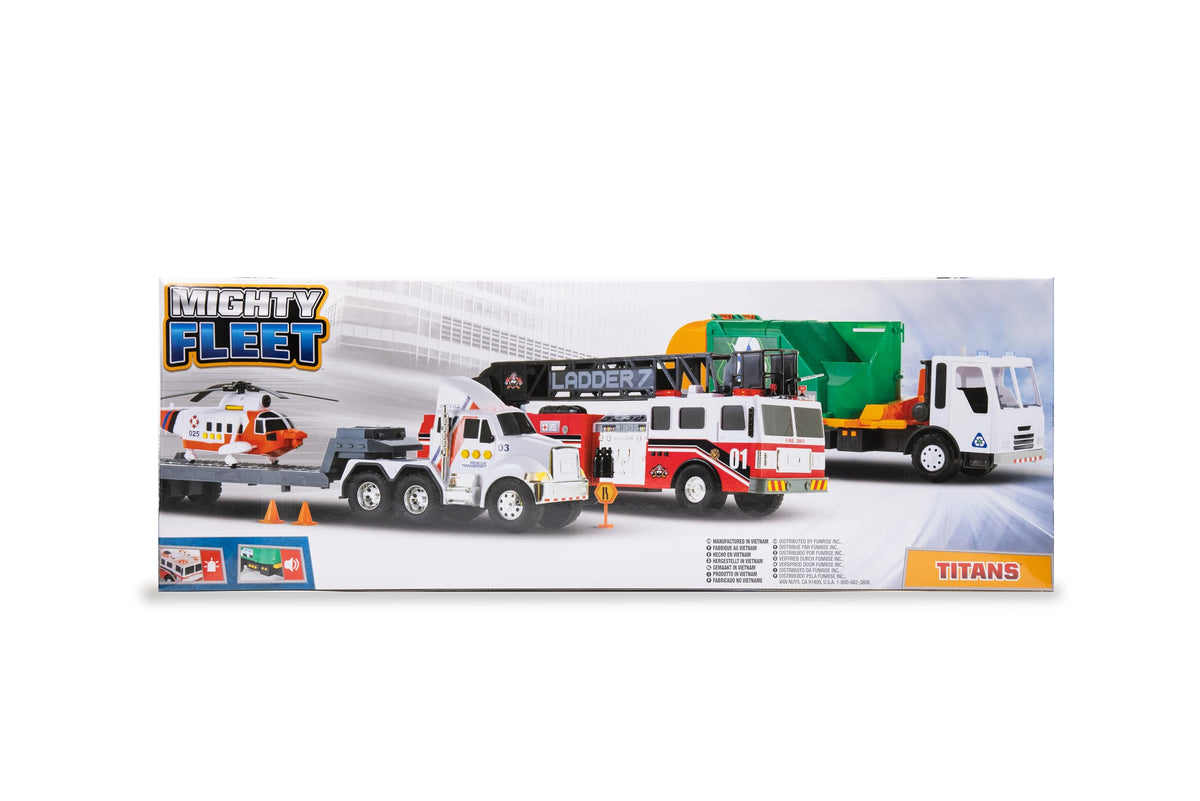 Mighty Fleet Titans 29-inch fire truck suitable for imaginative play ages 3 plus.