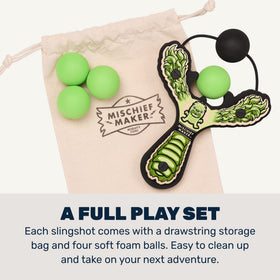 Mighty Fun! Storage bag image demonstrates easy transport and organized toy storage