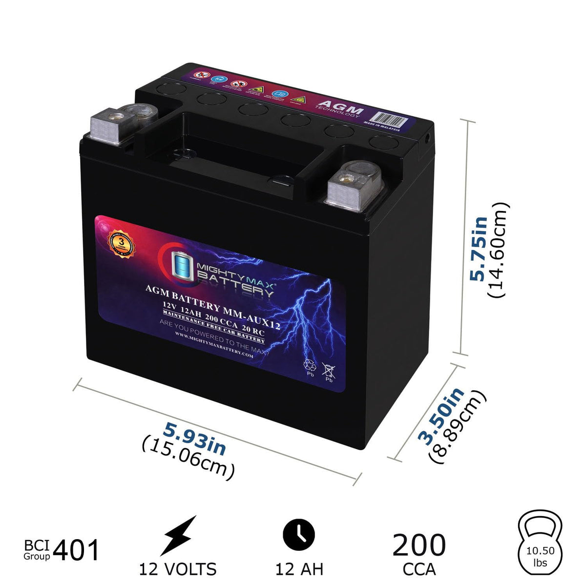 Mighty Max MM-AUX12 side profile ready for tight engine compartments