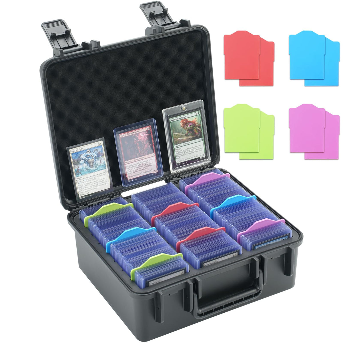 Migitec toploader storage box showing 360-card capacity for organized collections.