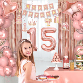 Miidenks rose gold foil balloons offer glossy, dramatic accents.