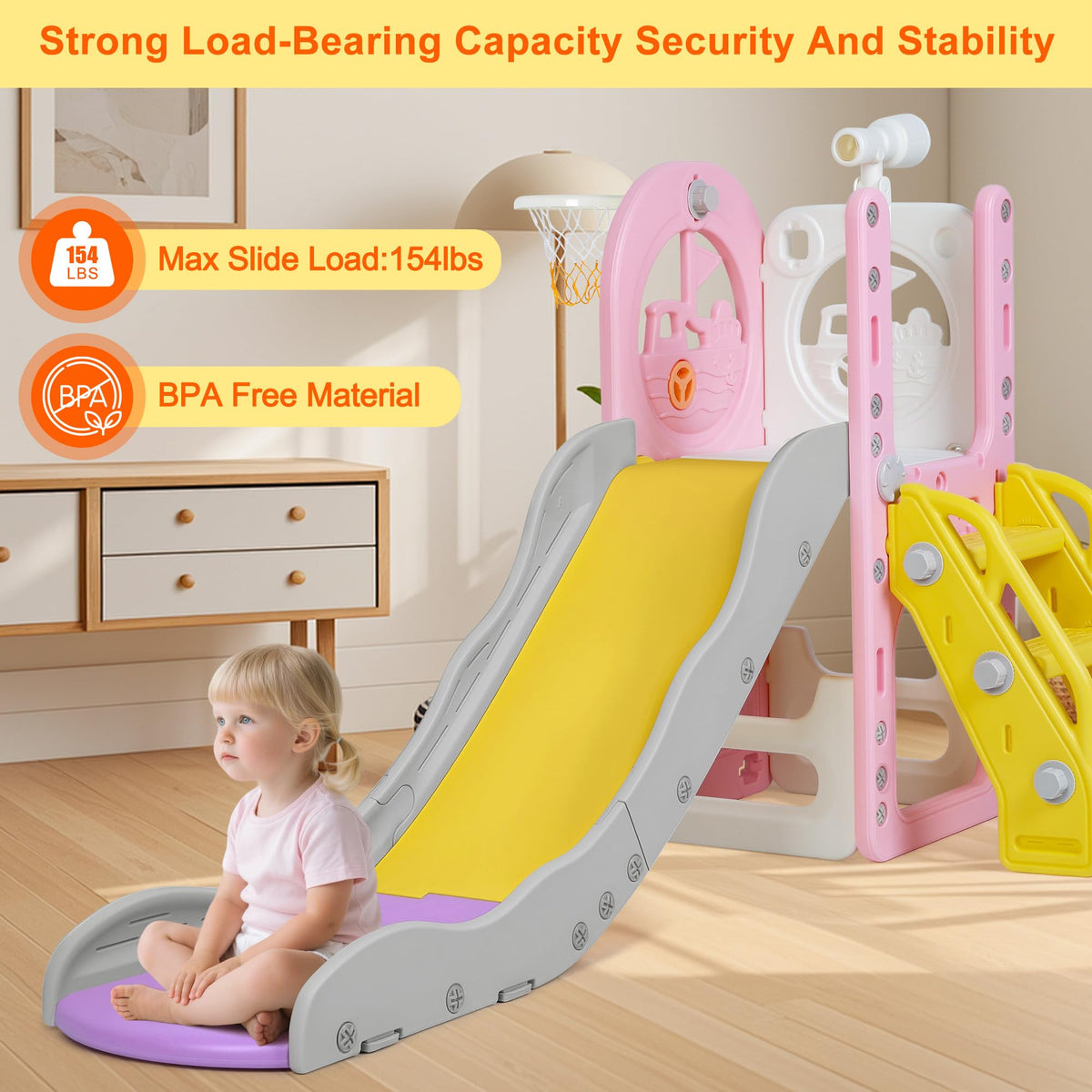 Miikoul 6-in-1 toddler playset basketball hoop encourages active play