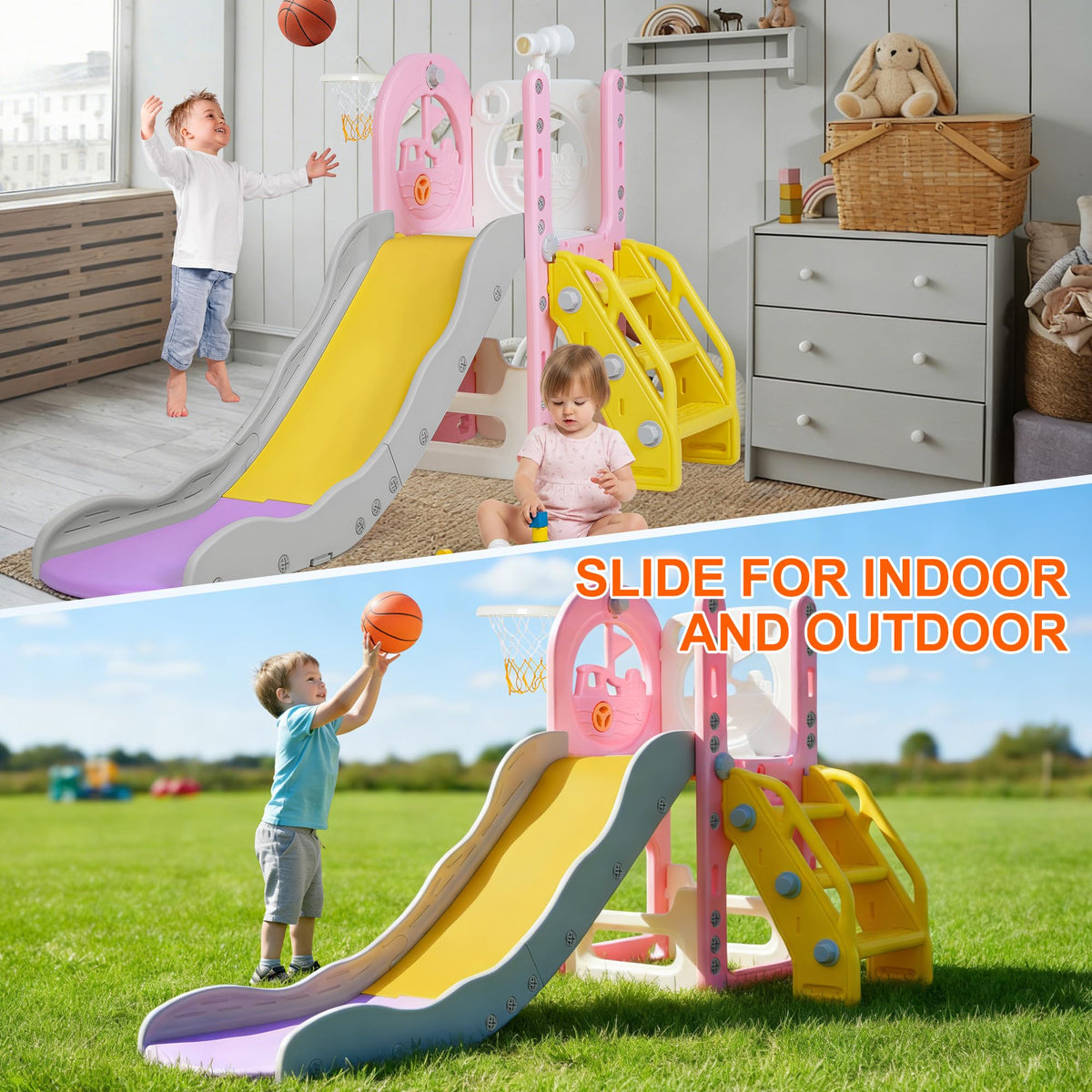 Miikoul 6-in-1 toddler playset triangular base enhances stability