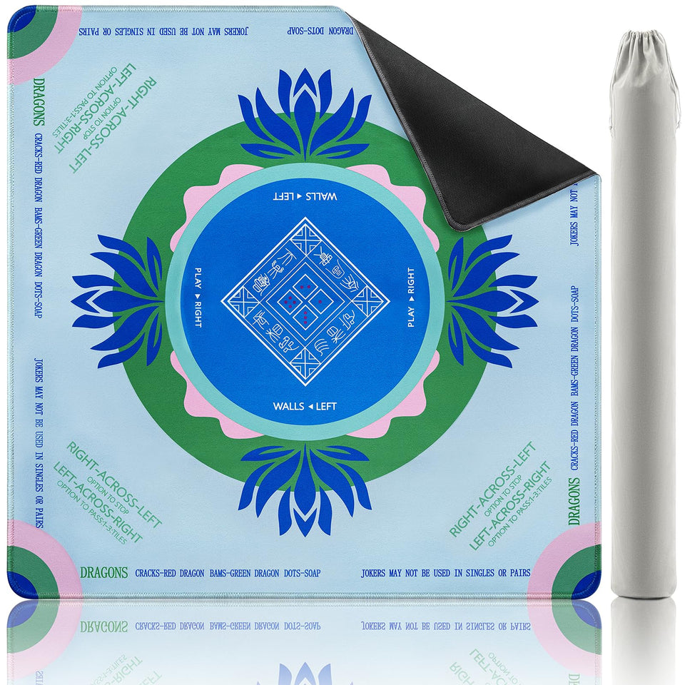 Mikccer Mahjong Mat 32.2-inch square on table for smooth tile play.