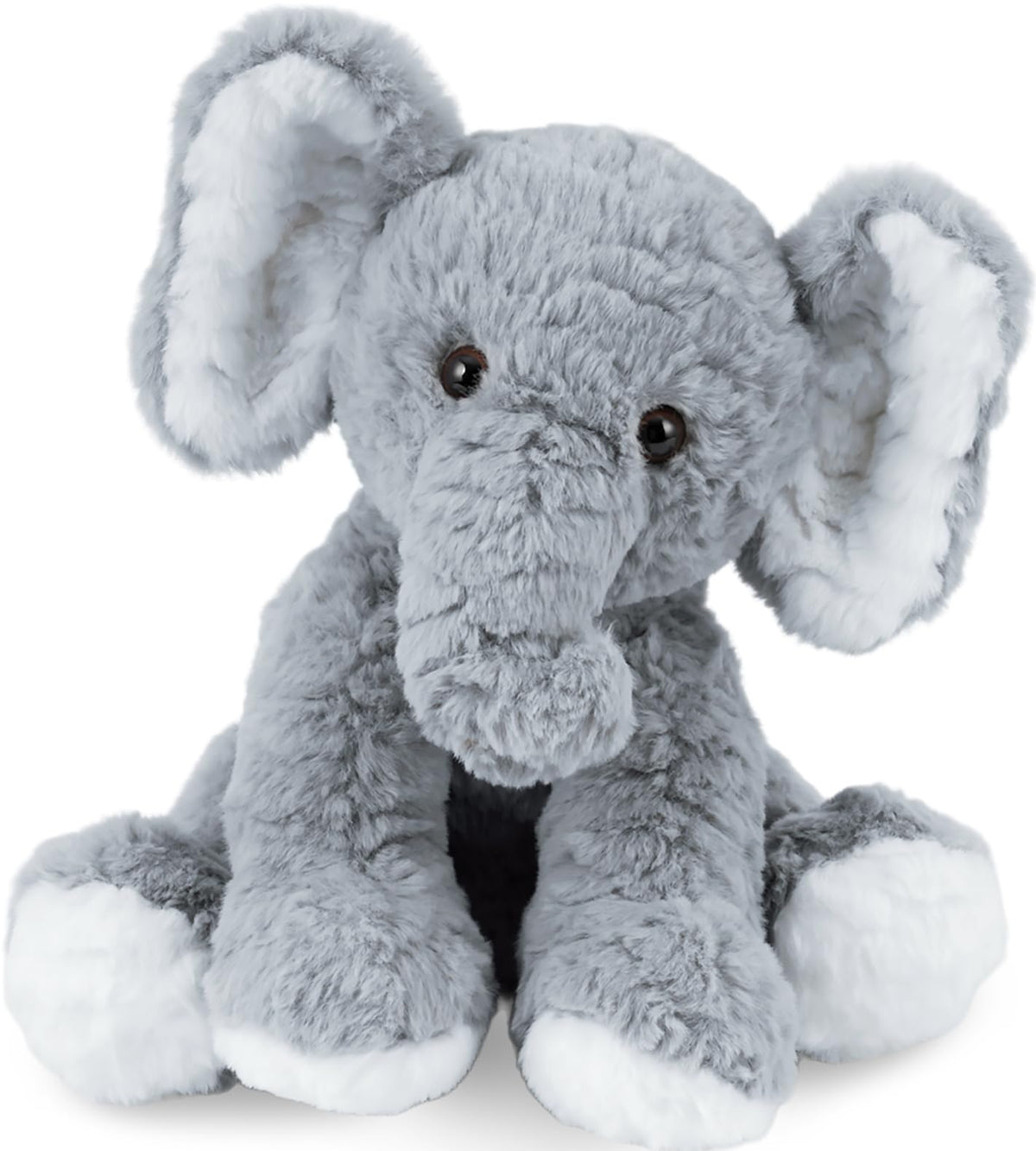 Mikee Fluffie elephant plush 12in with soft fur, perfect bedtime companion