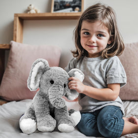 Mikee Fluffie elephant plush as travel buddy during trips