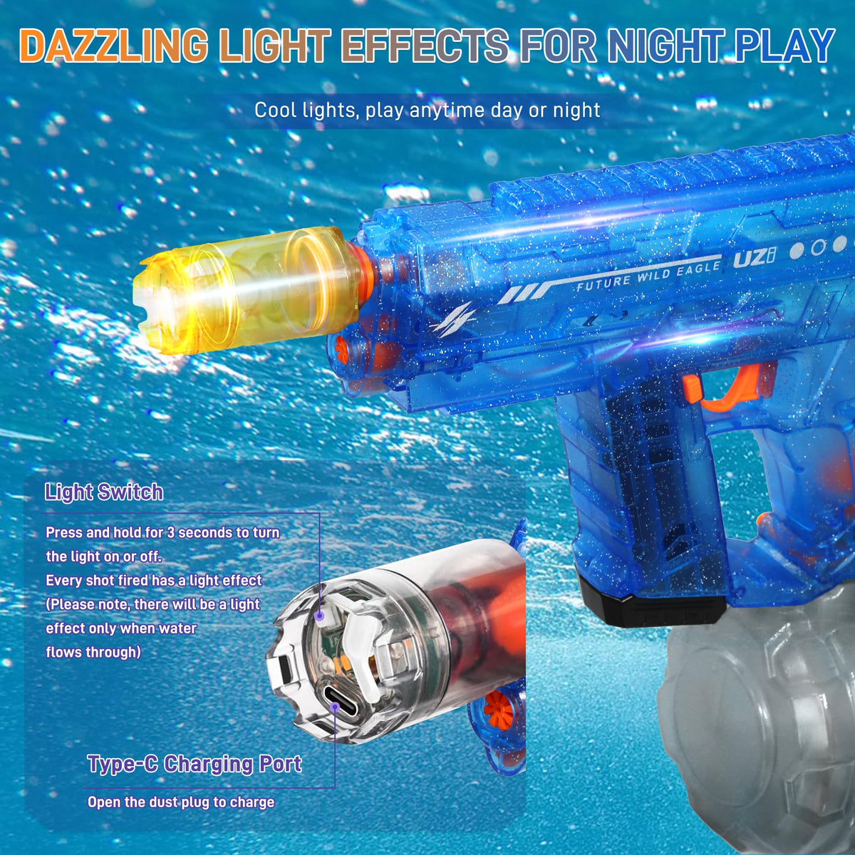 Mikiomie electric water gun auto-suction 800cc tank in action.