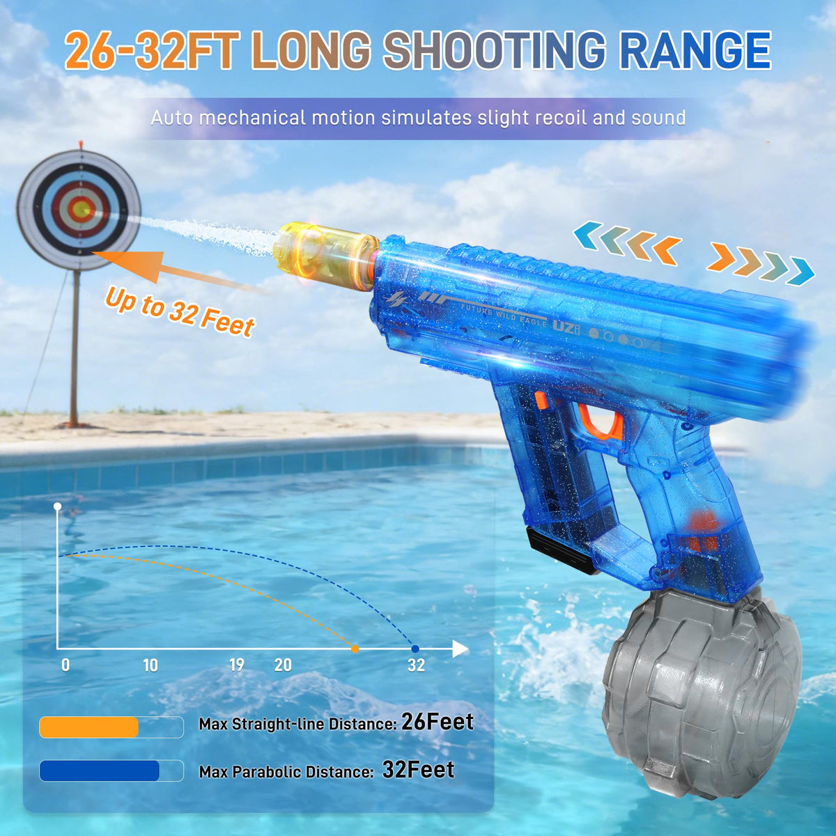 Mikiomie water gun dual shooting modes for versatile play.