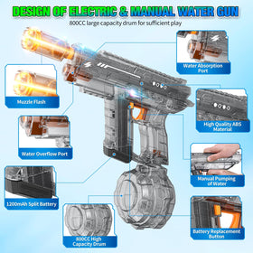 Mikiomie electric water gun with LED light effects for night play