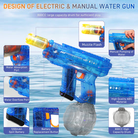 Mikiomie water gun with LED light effects for night battles.