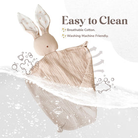 Mikito Organic Cotton Lovey care and wash shows machine-washable convenience.