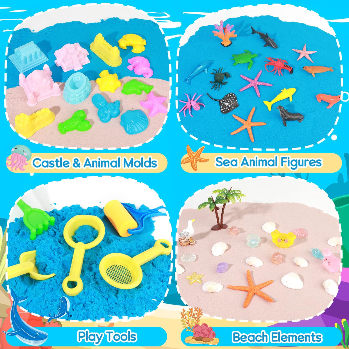 Indoor outdoor friendly Mikiwon ocean toy set for flexible learning