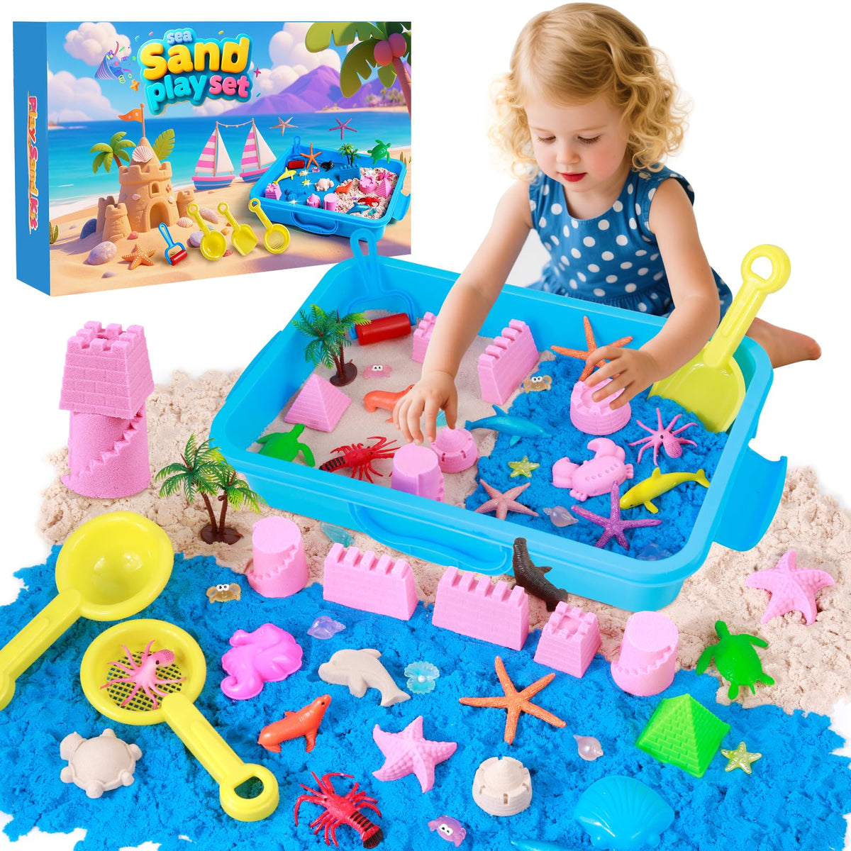 Mikiwon Ocean Sensory Bin with colorful sand sparks imaginative ocean play