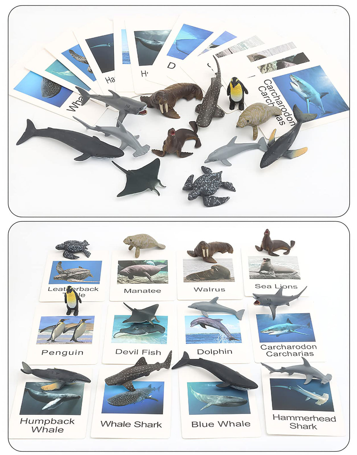 MIKNEKE Montessori cards pair with figures to support matching skills.