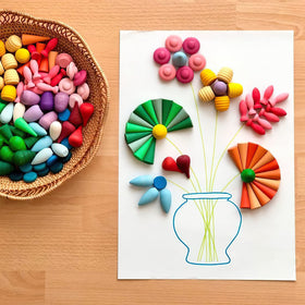 MIKNEKE durable wooden pieces are easy to wipe clean after busy play.