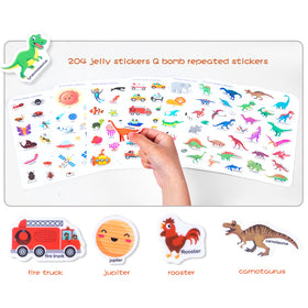 MIKNEKE Jelly Sticker Book dinosaurs page sparks imagination during quiet time