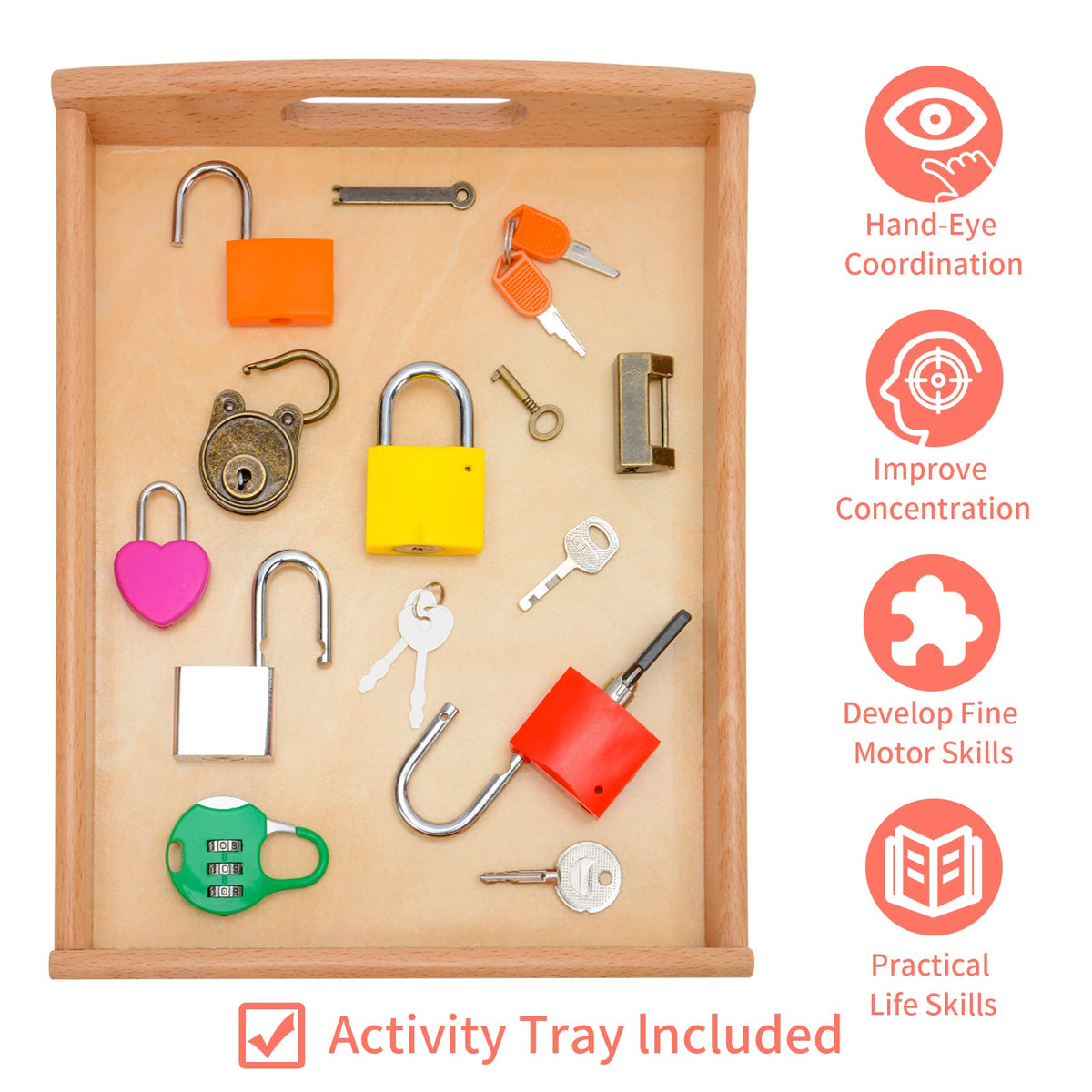 MIKNEKE wooden keys close-up showcases tactile learning