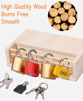 MIKNEKE wooden-locks-keys set supports fine motor skills and problem solving.