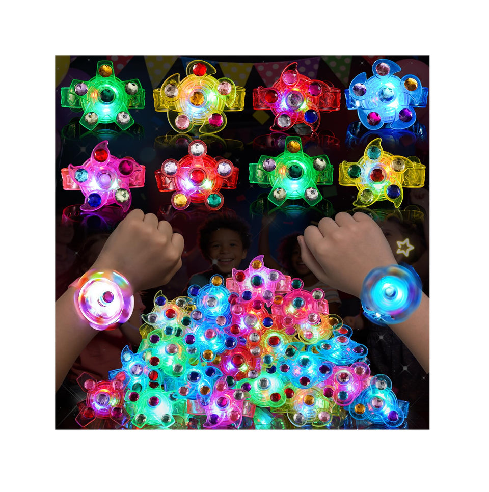 Mikulala 48-pack LED fidget spinner bracelets glow in the dark for party favors.