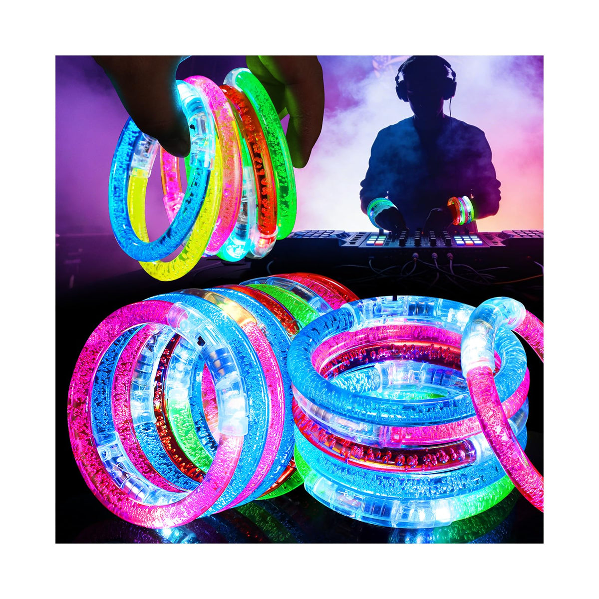Mikulala glow stick bracelet in six colors for vibrant nighttime events