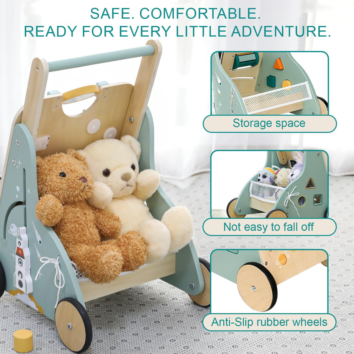 MILEFUN rear mesh pocket stores toys for easy access.