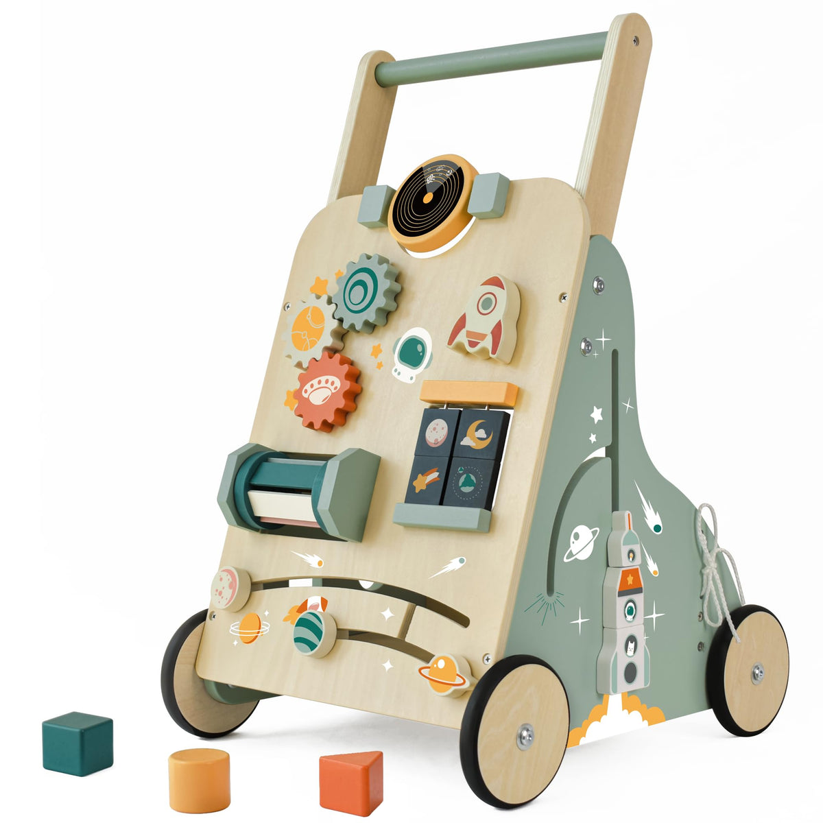 MILEFUN rocket-theme activity center engages toddlers in imaginative play.