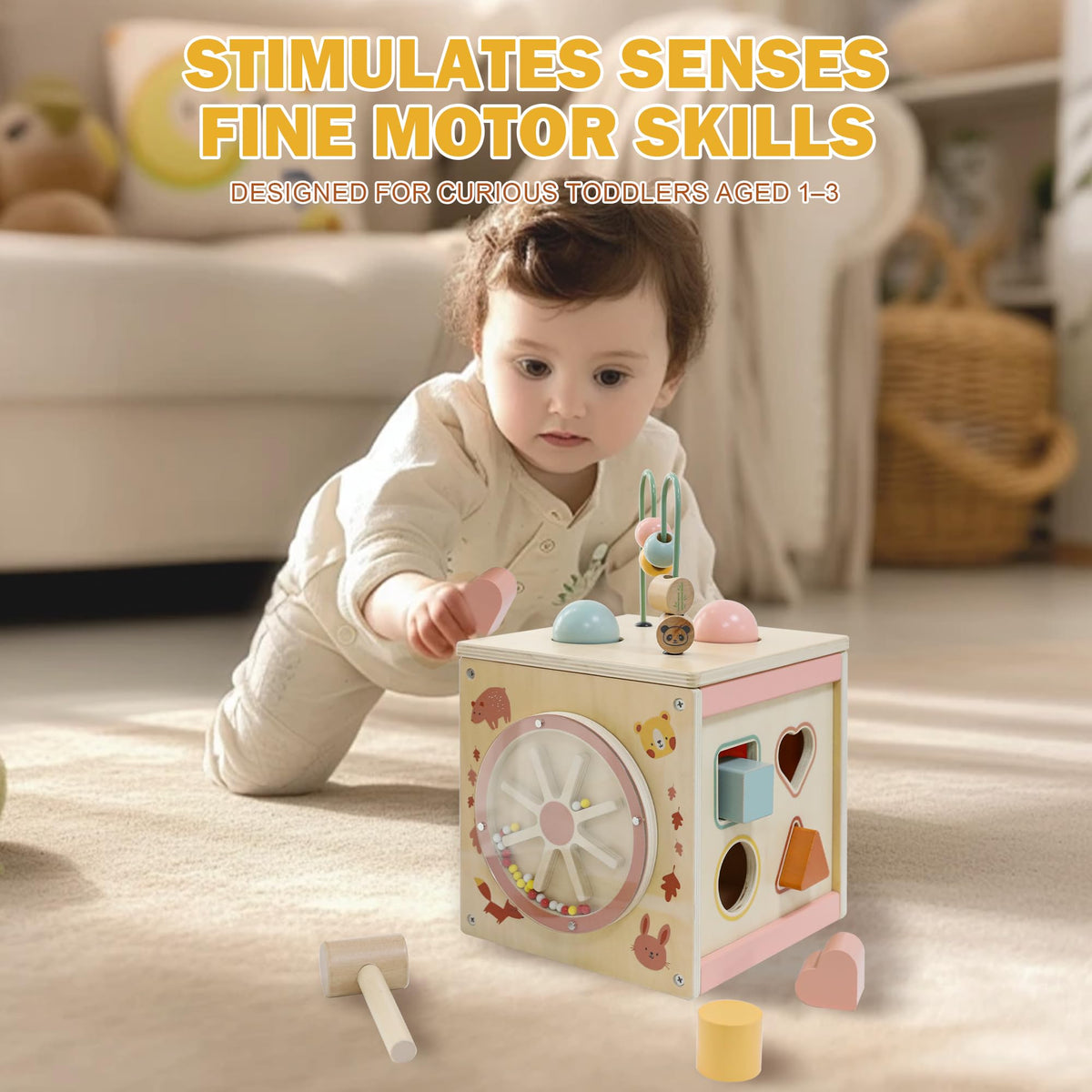 MILEFUN wooden cube animal maze adventure with sliding pieces