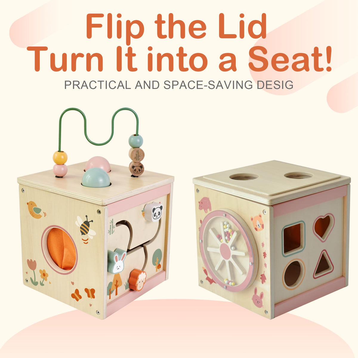 MILEFUN wooden cube safe, stable design supports independent exploration
