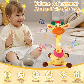 MILEGI LED-lit giraffe toy glows to attract baby's attention during play.