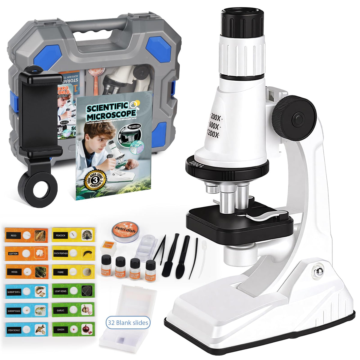Mileonaim 61-piece kids microscope case illustrates portable learning for curious minds
