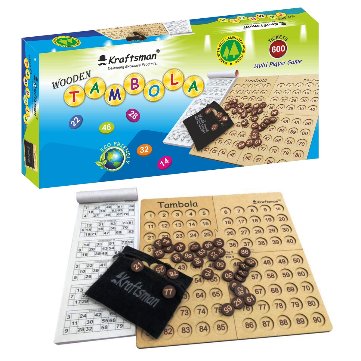 MilesMagic portable wooden bingo board assembled for quick setup and family fun.