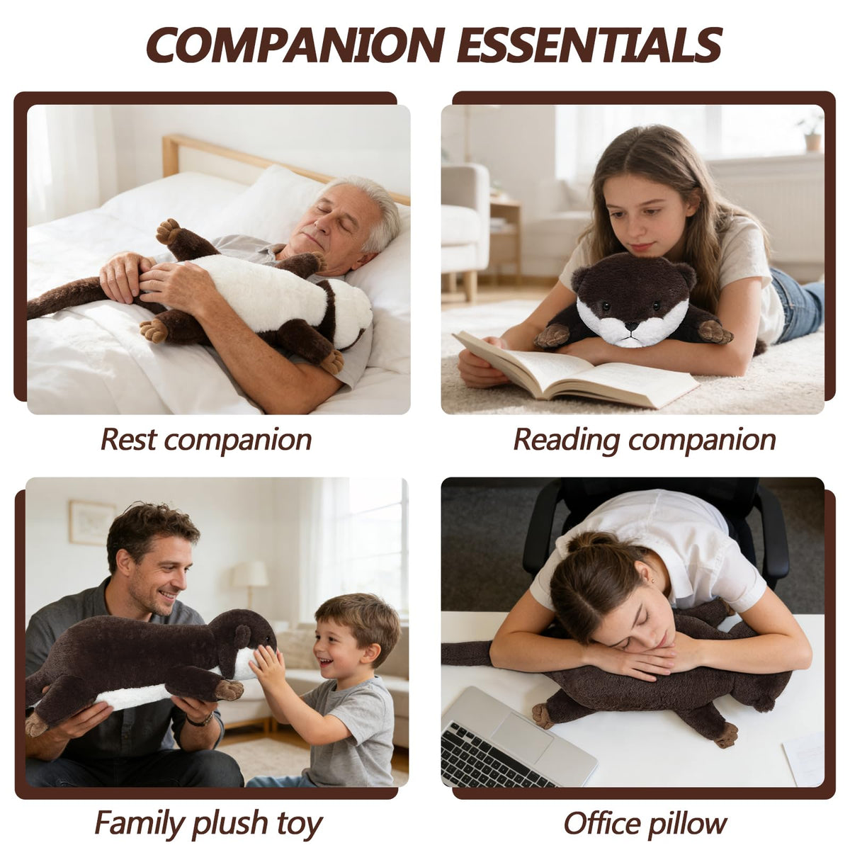 milkcheesepals weighted otter plush decorative 20-inch presence on shelves adds warmth