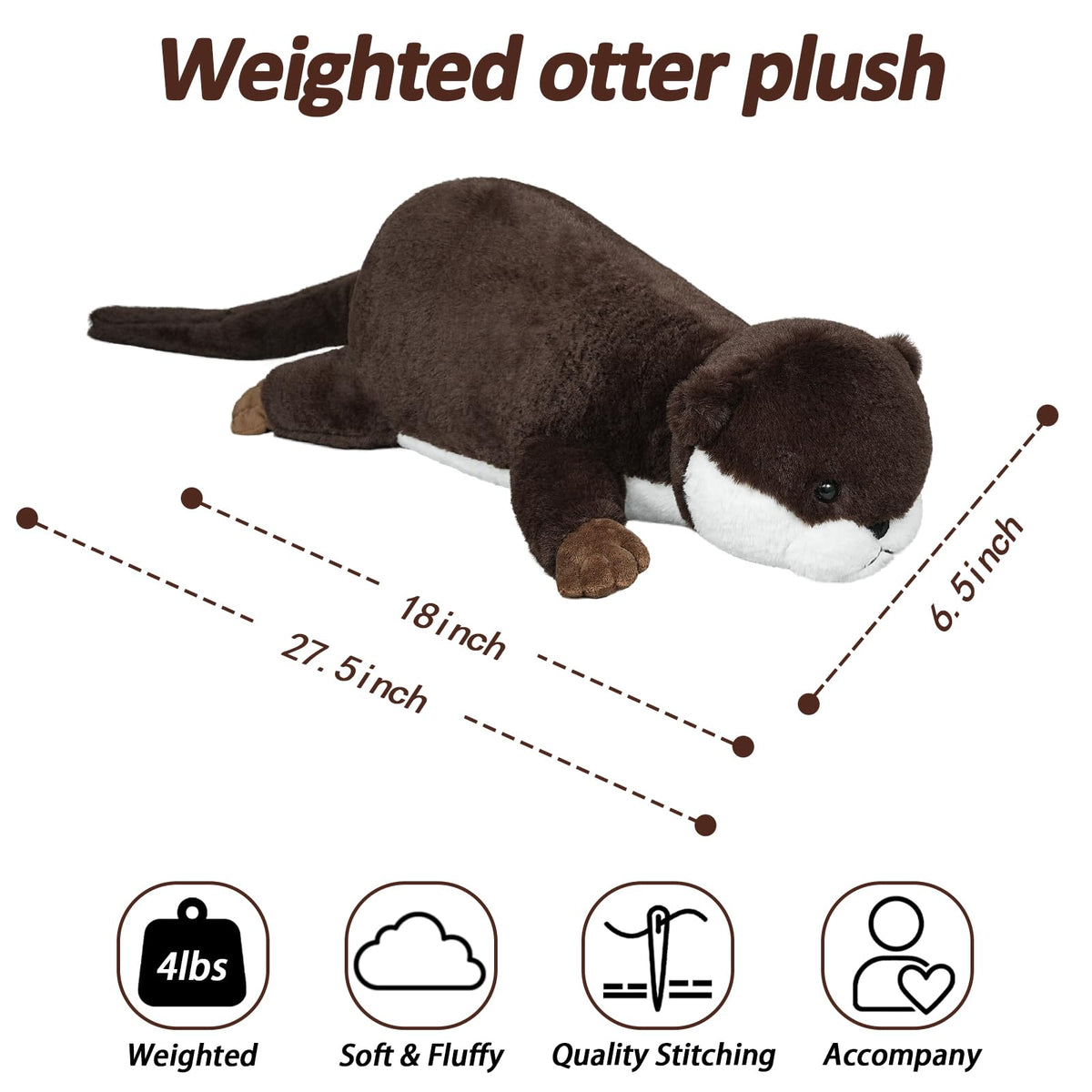 milkcheesepals weighted otter plush side view highlights soft fur and friendly charm
