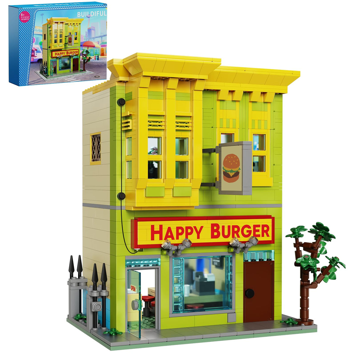 Millionspring Happy Burgers House exterior for display and collection.
