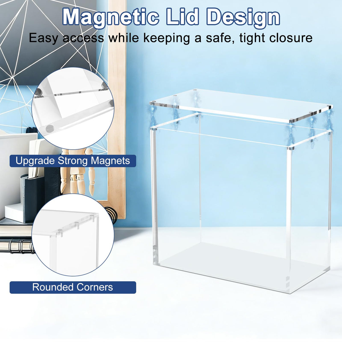 Ultra-thick 8mm plus 5mm acrylic construction for durability and display quality