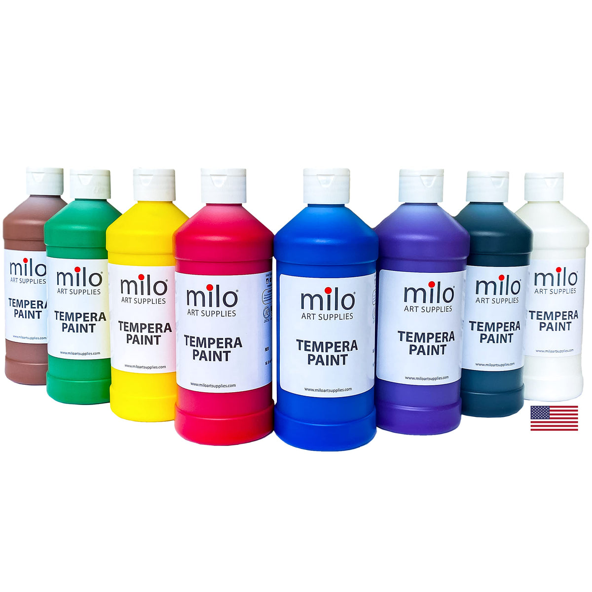 Close-up of red Milo paint showing vibrant pigment in a 16oz bottle