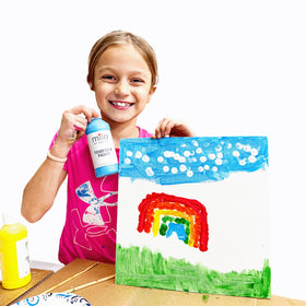 Children using Milo washable paint for finger painting activity