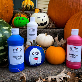 Milo paint used on posters and canvases, showcasing fade-resistant color