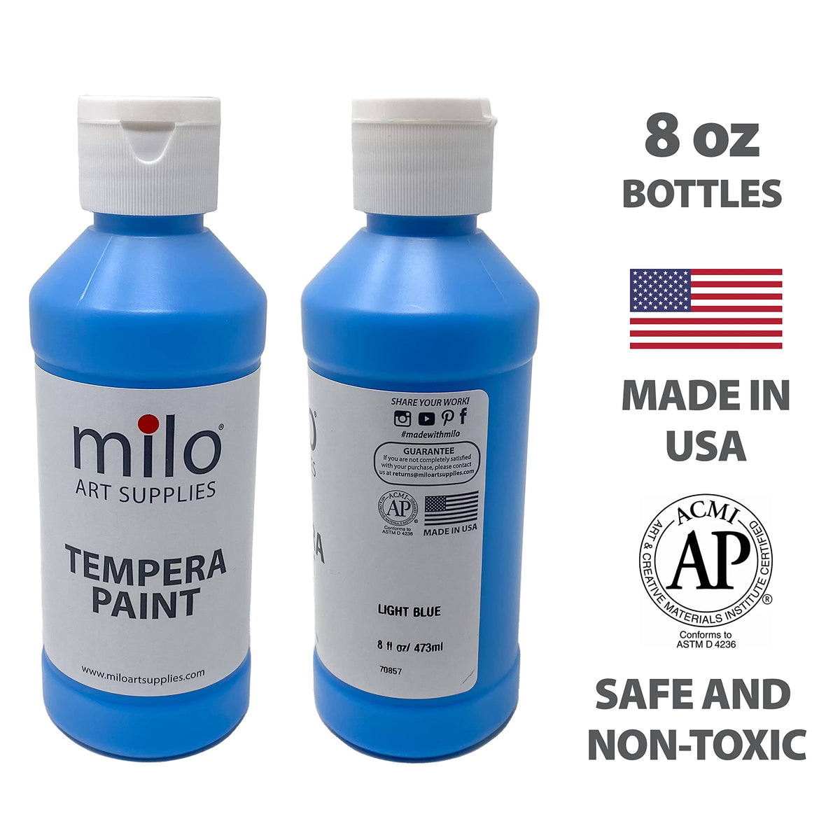 Milo Washable Tempera Paint green bottle—nature scenes and classroom displays thrive.