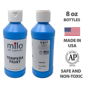 Milo Washable Tempera Paint green bottle—nature scenes and classroom displays thrive.