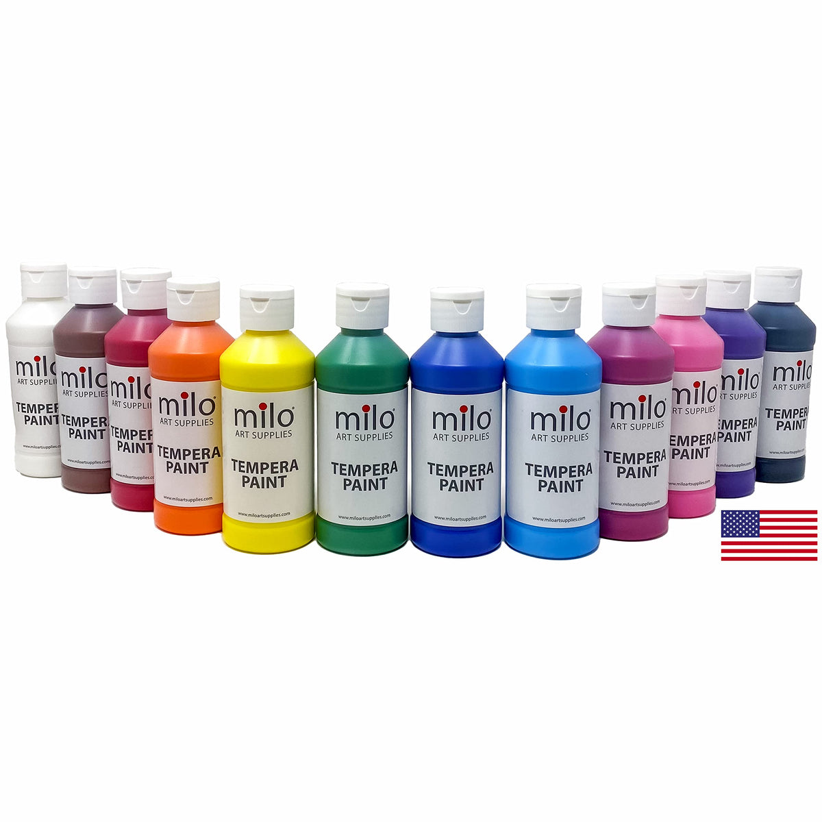 Milo Washable Tempera Paint yellow bottle—bright hue ideal for posters and blends.