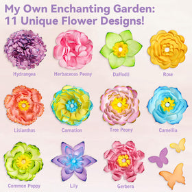 Mimiblooms kids crafting session with petals and dyes.