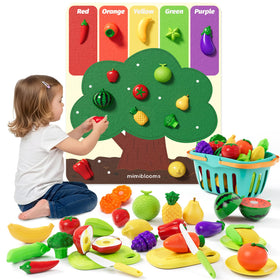 Mimiblooms play food set with cutting fruits for imaginative kitchen play